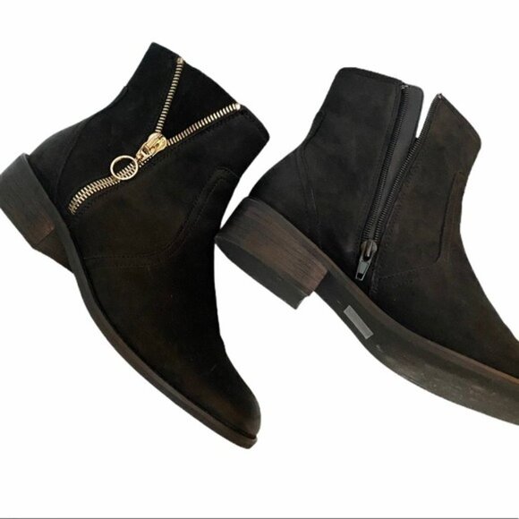 Steve Madden Chances Ankle Boot Nubuck Polished Gold Zip Sz 10 - Picture 3 of 10